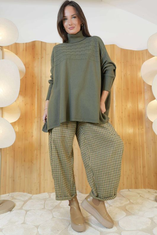 Maggie Cable Blanket Knit Khaki